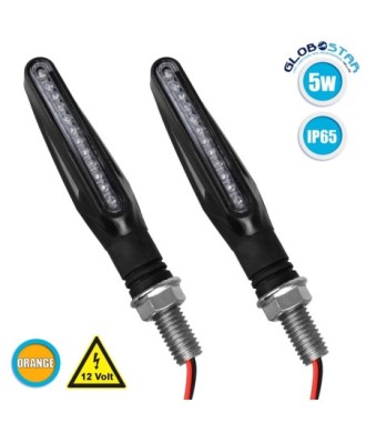 GLOBOSTAR® TURNLIGHT 81753 Φλας Μοτοσυκλέτας LED 2.5W-5W 150lm-300lm 120° DC 12V Αδιάβροχο IP65 Πορτοκαλί - Μ11 x Π2.3 x Υ1.9cm - Πακέτο 2 Τεμαχίων - 1 Χρόνο Εγγύηση